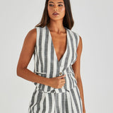 Nevada Vest - Cream Black Stripe