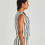 Nevada Vest - Cream Black Stripe