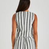 Nevada Vest - Cream Black Stripe