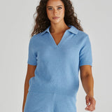Aubrie Knit Polo - Blue