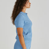 Aubrie Knit Polo - Blue