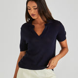 Abbie Knit Polo - Navy