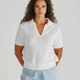 Aubrie Knit Polo - White
