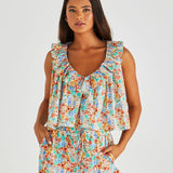 Panna Ruffled Neck Tank - Blossom