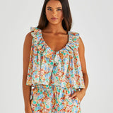 Panna Ruffled Neck Tank - Blossom