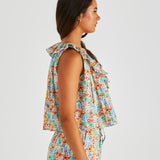 Panna Ruffled Neck Tank - Blossom