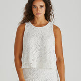 Kai Crochet Lace Tank - White