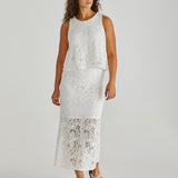 Kai Crochet Lace Tank - White