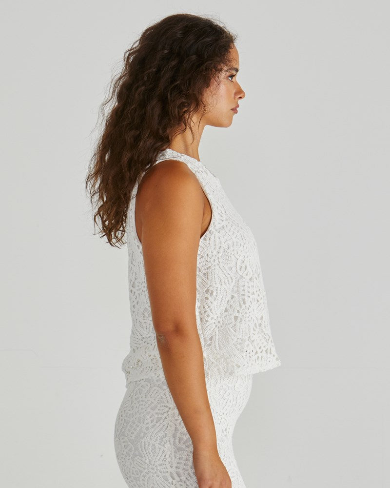 Kai Crochet Lace Tank - White | Sass Clothing | Melbourne Designed