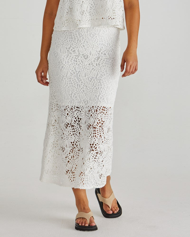 Kai Crochet Lace Skirt - White