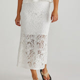 Kai Crochet Lace Skirt - White