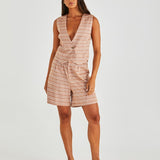 Lea Short - Terracotta Stripe