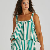 Henri Baby Doll Top - Green Stripe