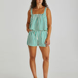 Henri Baby Doll Top - Green Stripe