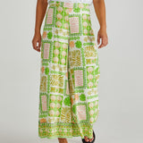 Emmett Wide Leg Pant - Green Shell Patchwork