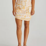 Coast Mini Wrap Skirt - Peach Shell Patchwork