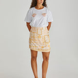 Coast Mini Wrap Skirt - Peach Shell Patchwork