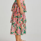 Malia Frill Layer Skirt - Pink Green Paisley