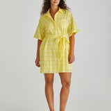 Helmi Broderie Shirt Dress - Yellow
