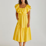 Lenny Ruffle Off Shoulder Dress - Yellow