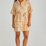 Coast Mini Shirt Dress - Peach Shell Patchwork
