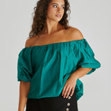 Sofie Off Shoulder Top - Sea Green