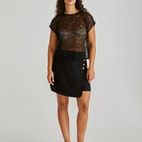 Liam Lace Button Back Tank - Black