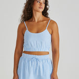Alani Shirred Bralette - Blue White Stripe