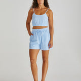 Alani Shirred Bralette - Blue White Stripe