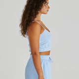Alani Shirred Bralette - Blue White Stripe