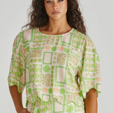 Emmett Shell Scallop Top - Green Shell Patchwork