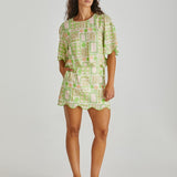 Emmett Shell Scallop Top - Green Shell Patchwork