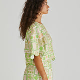 Emmett Shell Scallop Top - Green Shell Patchwork