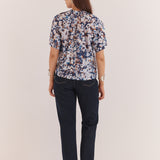 Anika Frill Neck Blouse - Violet Floral
