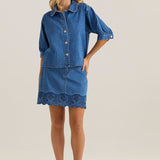 Perri Denim Blouse - Classic Blue Wash