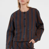 Maja Stripe Denim Jacket - Choc/Rinse