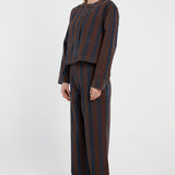 Maja Stripe Denim Jacket - Choc/Rinse