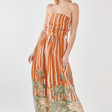 Mina Strapless Dress - Palm Stripe