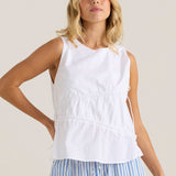 Elin Gathered Tie Top - White