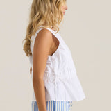 Elin Gathered Tie Top - White