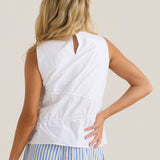 Elin Gathered Tie Top - White