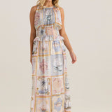 Reo Peplum Maxi Dress - Wayfarer Print