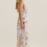 Reo Peplum Maxi Dress - Wayfarer Print