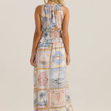 Reo Peplum Maxi Dress - Wayfarer Print