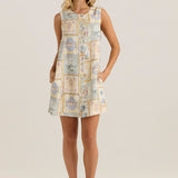 Reo Button Shift Dress - Wayfarer Print