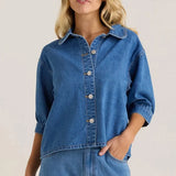 Perri Denim Blouse - Classic Blue Wash