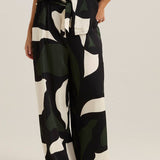 Tarni Satin Pant - Iris Abstract Print