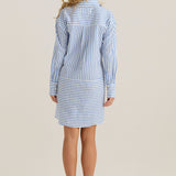 Aziza Shirt Dress - Blue/White Stripe