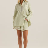 Nerida Trim Shirt - Olive Cream Stripe