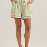 Nerida Trim Short - Olive Cream Stripe